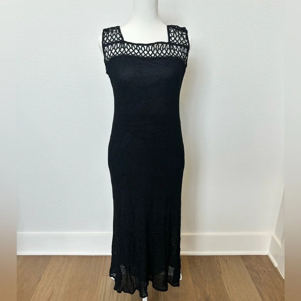Vintage Lillie‎ Rubin Fishnet Shift Dress Black, Small